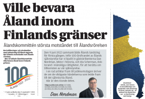 Urklipp ur Ålandstidningen 25 januari 2022.